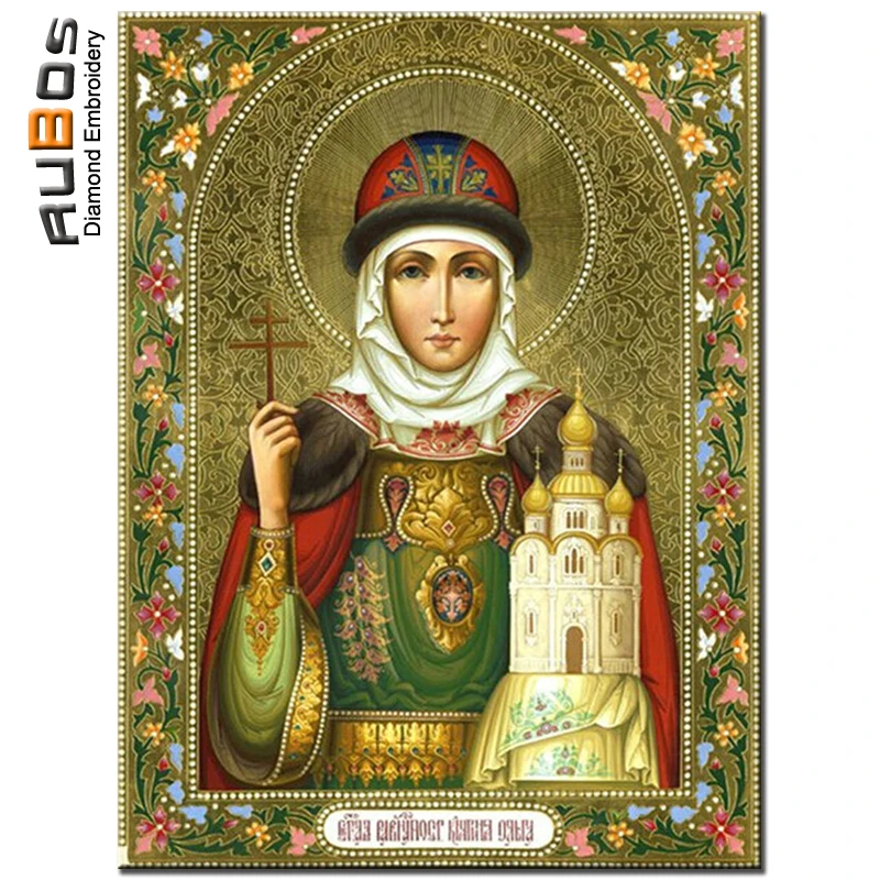 

RUBOS Holy Olga Religion DIY 5D Diamond Embroidery Pattern Diamond Painting Cross Stitch Mazayka 3D Cube Religious Icon wall set