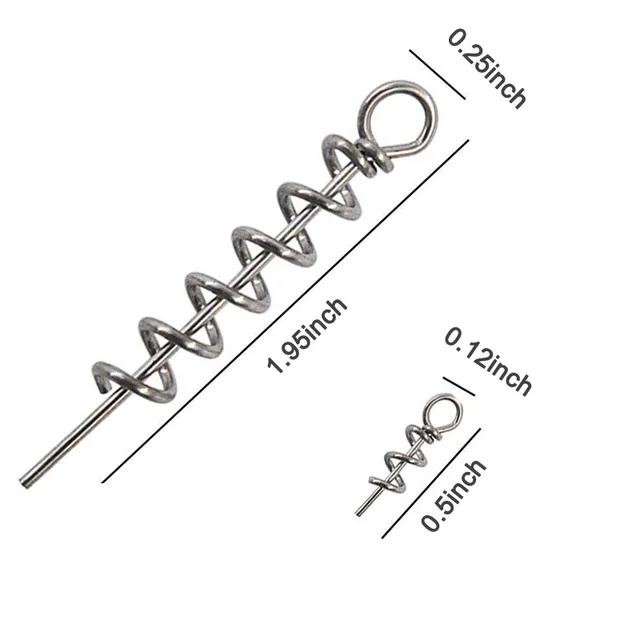 Easy Catch 20pcs/Set Stainless Steel Spring Twist Lock Fishing Screw Dagger For Soft Lure Tools Size 1.4cm 4.5cm |