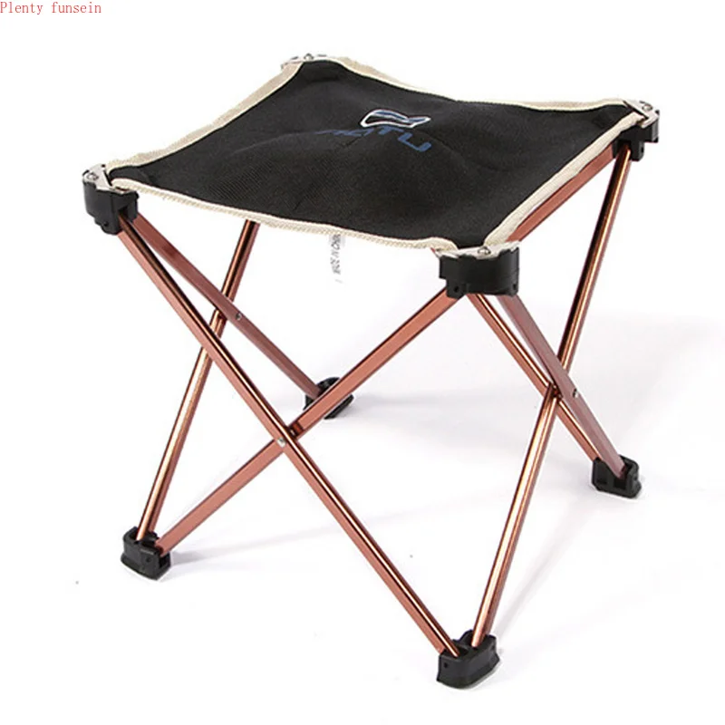 

Attapulgite outdoor camping folding chair aluminum alloy stool travel train fishing ultra light portable four angle 95kg