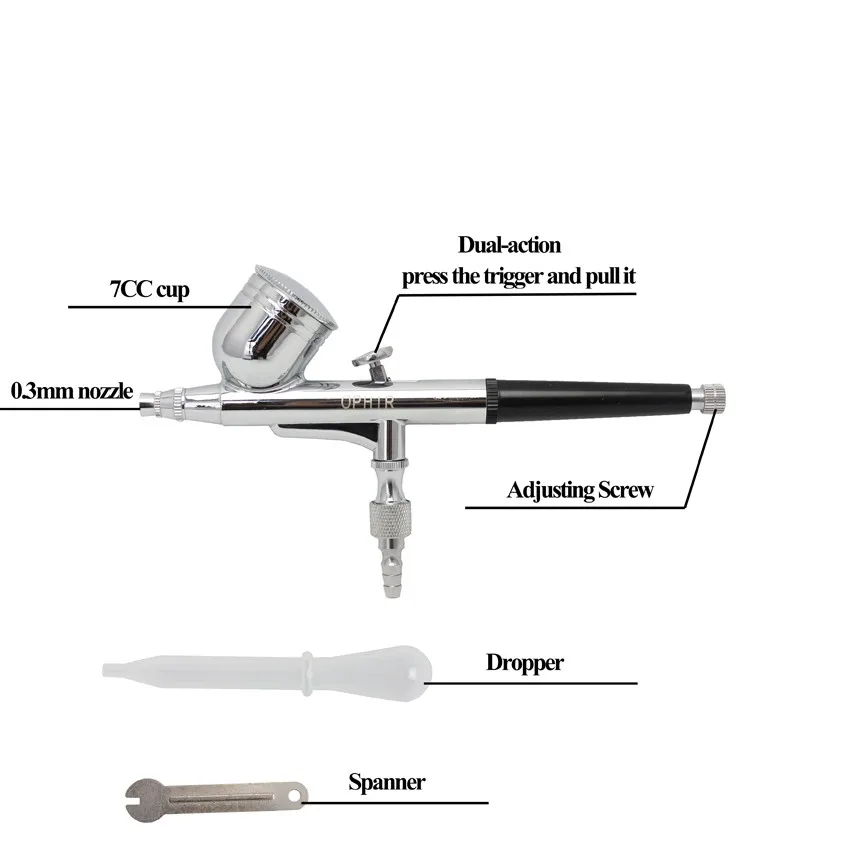 Офир гвоздь инструменты 0,3 мм Аэрограф Комплект с воздушным компрессором для Аэрограф Для ногтей Чернила и трафареты для ногтей и сумка и Чистящая Щетка Набор