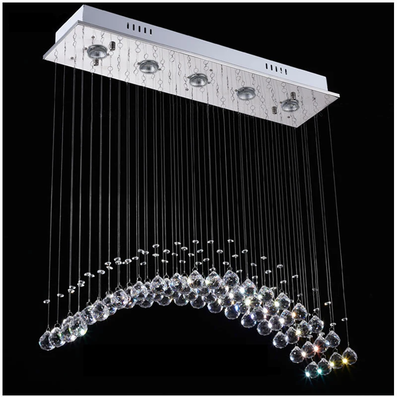 

Modern led Rectangular K9 curtain wave Crystal Chandeliers Lighting for Dining Room Bedroom Living Room Ceiling Lamp