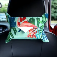 Мультяшная коробка из льняной ткани на заднем сиденье автомобиля, сумка для полотенец, многофункциональная креативная коробка для салфеток, автомобильные аксессуары