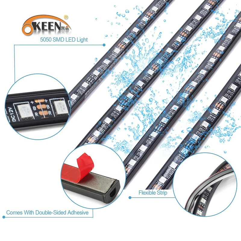 OKEEN 1 комплект Автомобильная RGB Светодиодная лента 5050 SMD светодиодный под трубка