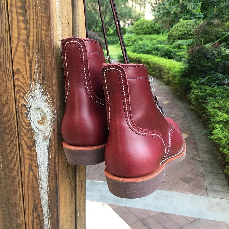 Inverno Boots Outono Genuíno Britânico Tinto Marrom Couro Designer Dos Superior vermelho Sapatos Novos De Qualidade Homens Ankle Motocicleta Vinho Luxo Botas Casual OdwqR7dZF