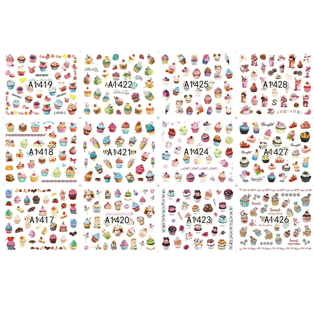 

5 Pcs Nail Art Stickers Water Transfers Decals Flower Ice Cream Children Nail Tip Decal Manicure Drop Ship