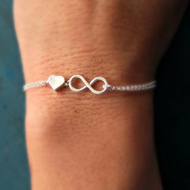 1 pcs New Fashion Women Luckey "8" design Heart Shaped Bracelet Simple