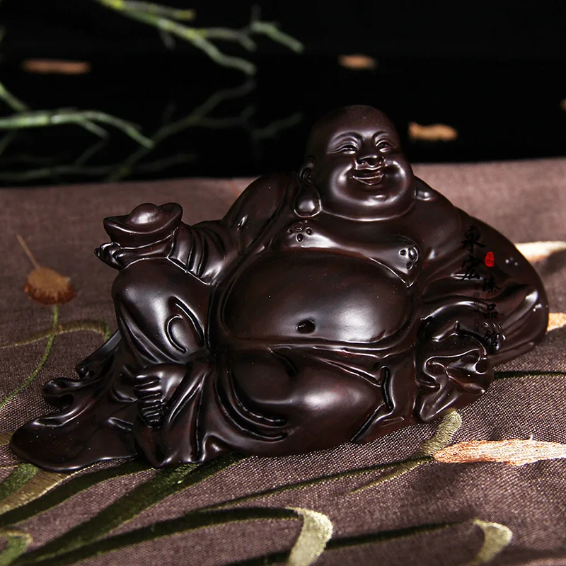 

Ebony carved ornaments sit laughing Buddha dolls, desktop Decoration home decorations ornaments(A023)