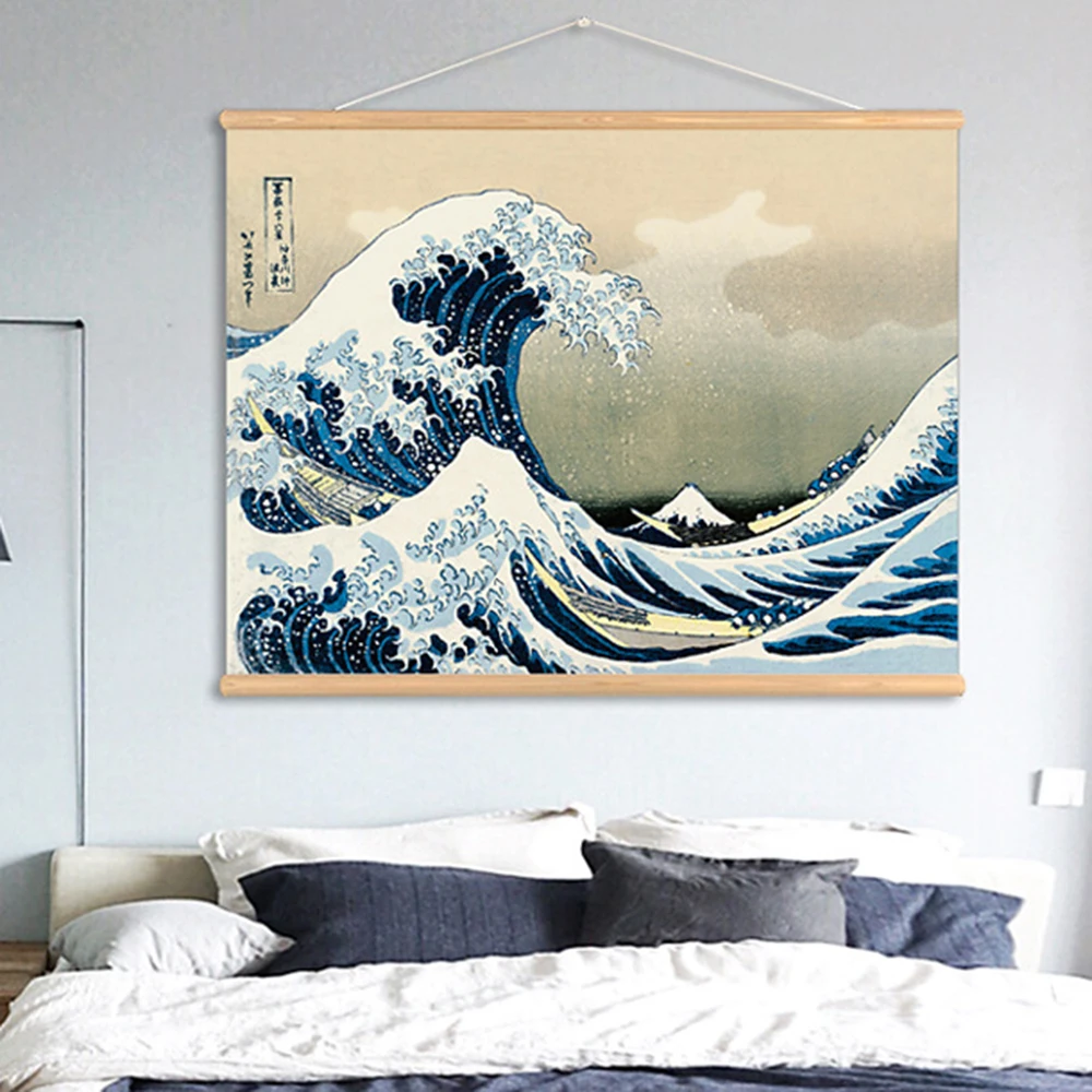 Настенные картины QKART в японском стиле great wave off Kanagawa подвесные на холсте
