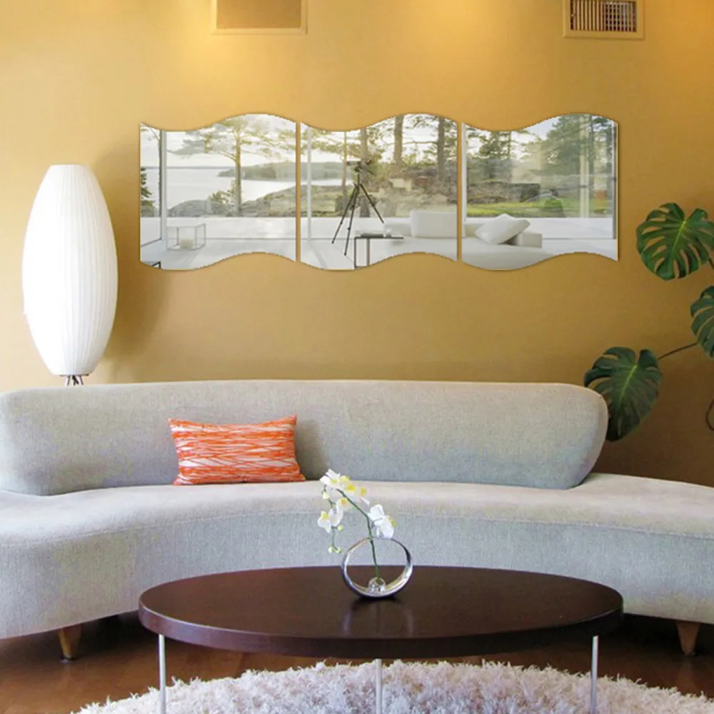 

New 3PCS DIY Removable Home Room Wall Mirror Sticker Art Vinyl Mural Decor Wall Sticker vinilos decorativos para paredes