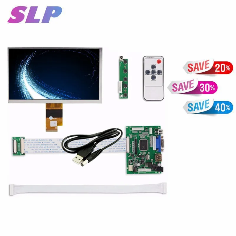 

Skylarpu 7 Inches High Resolution 1024x600 Screen Display LCD TFT Monitor with Remote Driver Control Board 2AV HDMI VGA for