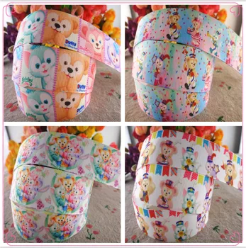 

18042513, 1" 25mm 50 yards/lot cartoon printed grosgrain ribbons gift packaging DIY handmade materials