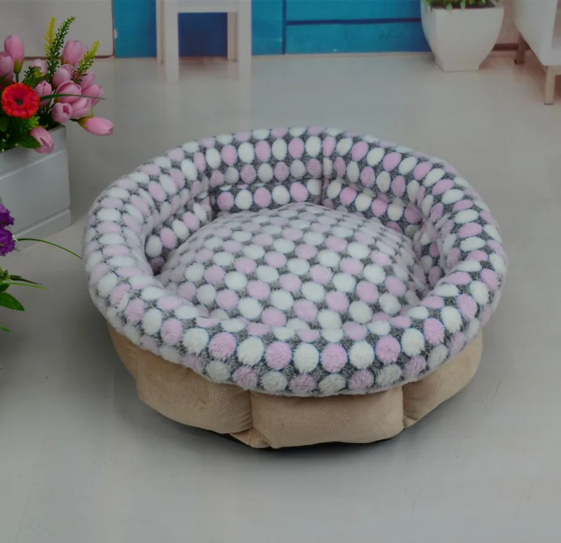 2016NEW pet кровать Кошкин дом маленькая собака моющиеся коралловый флис теплый 3 Размер 3 вида цветов
