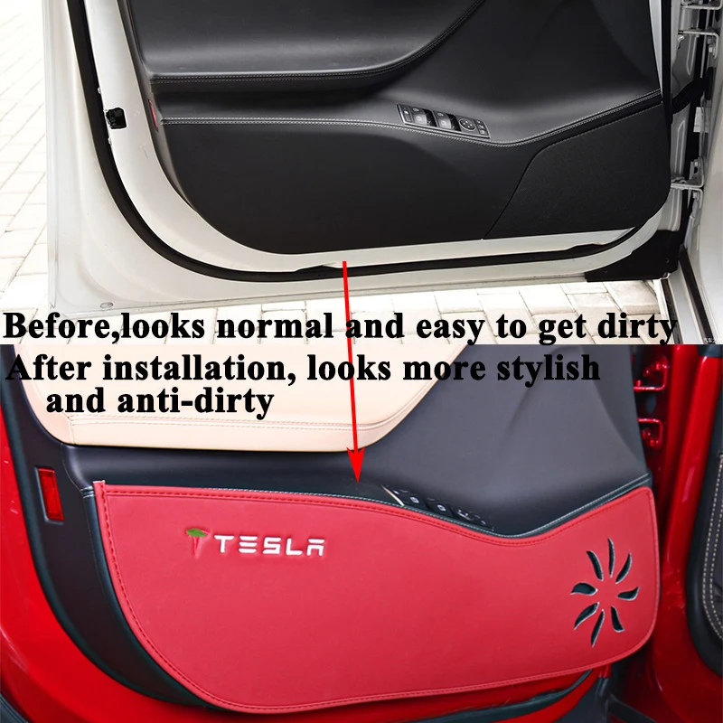5 шт./компл. двери автомобиля анти-удар Обложка Pad анти-грязный Kick Подушка протектор коврик с логотипом укладки автомобильные аксессуары для Tesla модель S