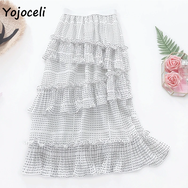 Yojoceli 2019 الصيف نقطة طباعة تنورة المرأة كشكش خليط ميدي بوهو تنورة الشاطئ أسفل Yojoceli 2019 الصيف نقطة طباعة تنورة المرأة كشكش خليط ميدي بوهو تنورة الشاطئ أسفل
