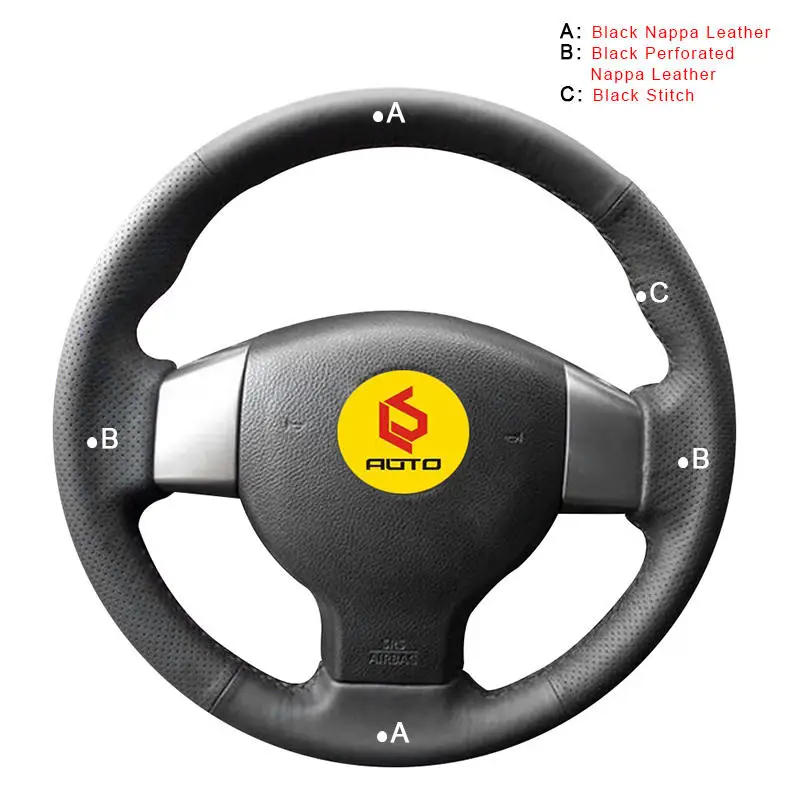 Авто оплетка на руль Крышка для старого Nissan Tiida ручной швейный чехол рулевого колеса автомобиля кожаные аксессуары для интерьера - Название цвета: Nappa Leather