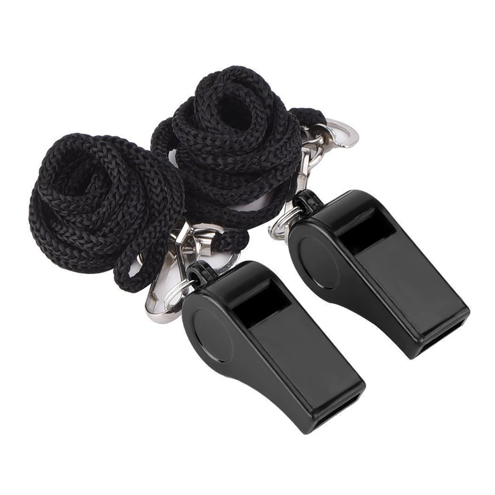 

2pcs Plastic Sports Training Whistles with Lanyard (Black)