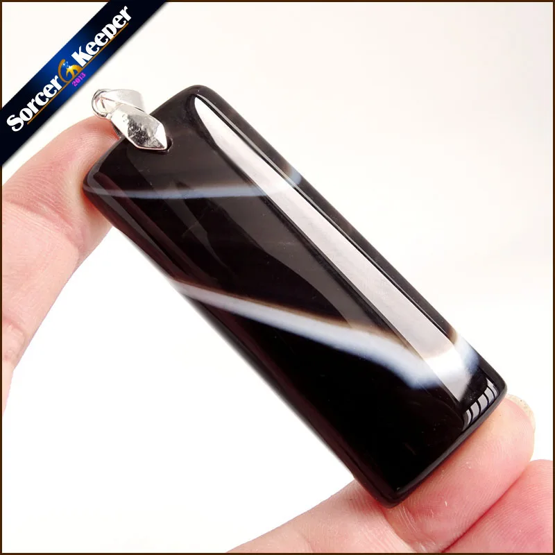 

Fashion Women Man Necklace Pendant Natural Black Botswana Agates Stone Pendants Slide Healing Crystals for Jewelry Making WS079