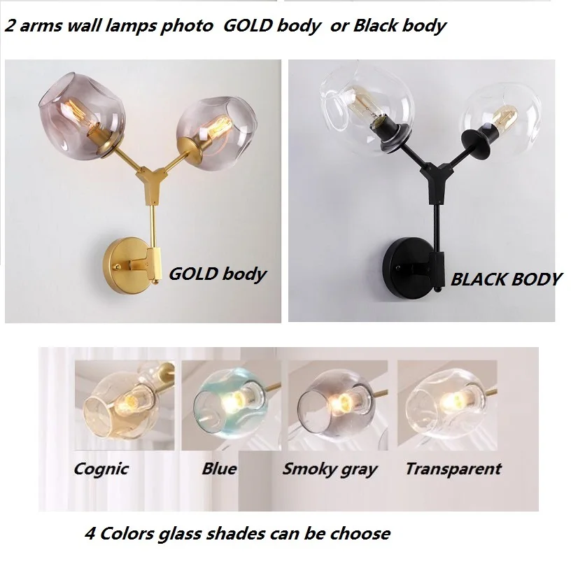 Nordic Bedroom Bedside Wall Lamp Simple Modern Led Fashion Living Room Hall Hallway Double headed Glass Ball Molecular wall lamp | Освещение