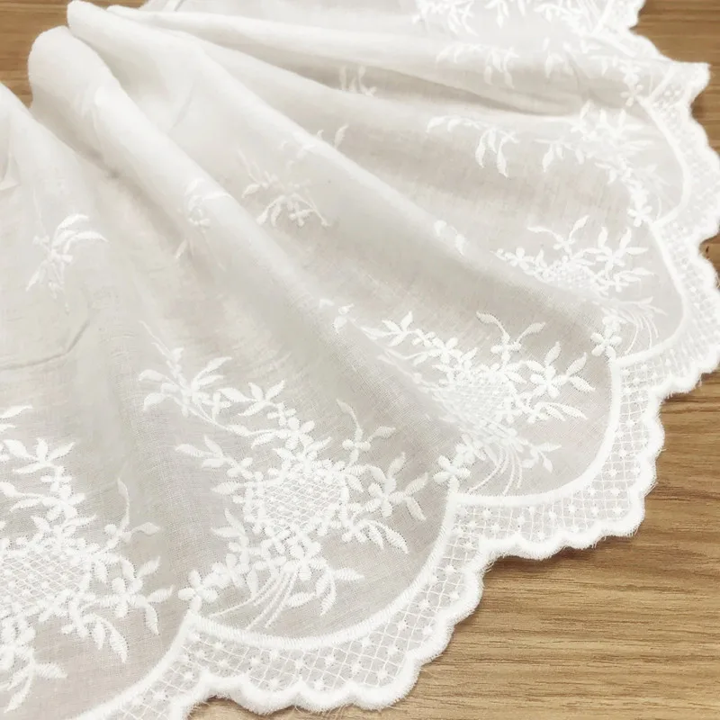 

3Y-5Y/Lot Cotton Cloth Embroidered Lace Fabrics Clothing Dress Bedding Curtain Diy Lace Trim Width 25CM Sewing Accessories