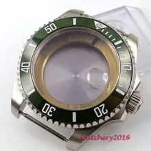 43 мм зеленый керамический ободок сапфировое стекло Дата Окно подходит parnis MIYOTA 8215 821A 8205 2836 механизм часы Чехол