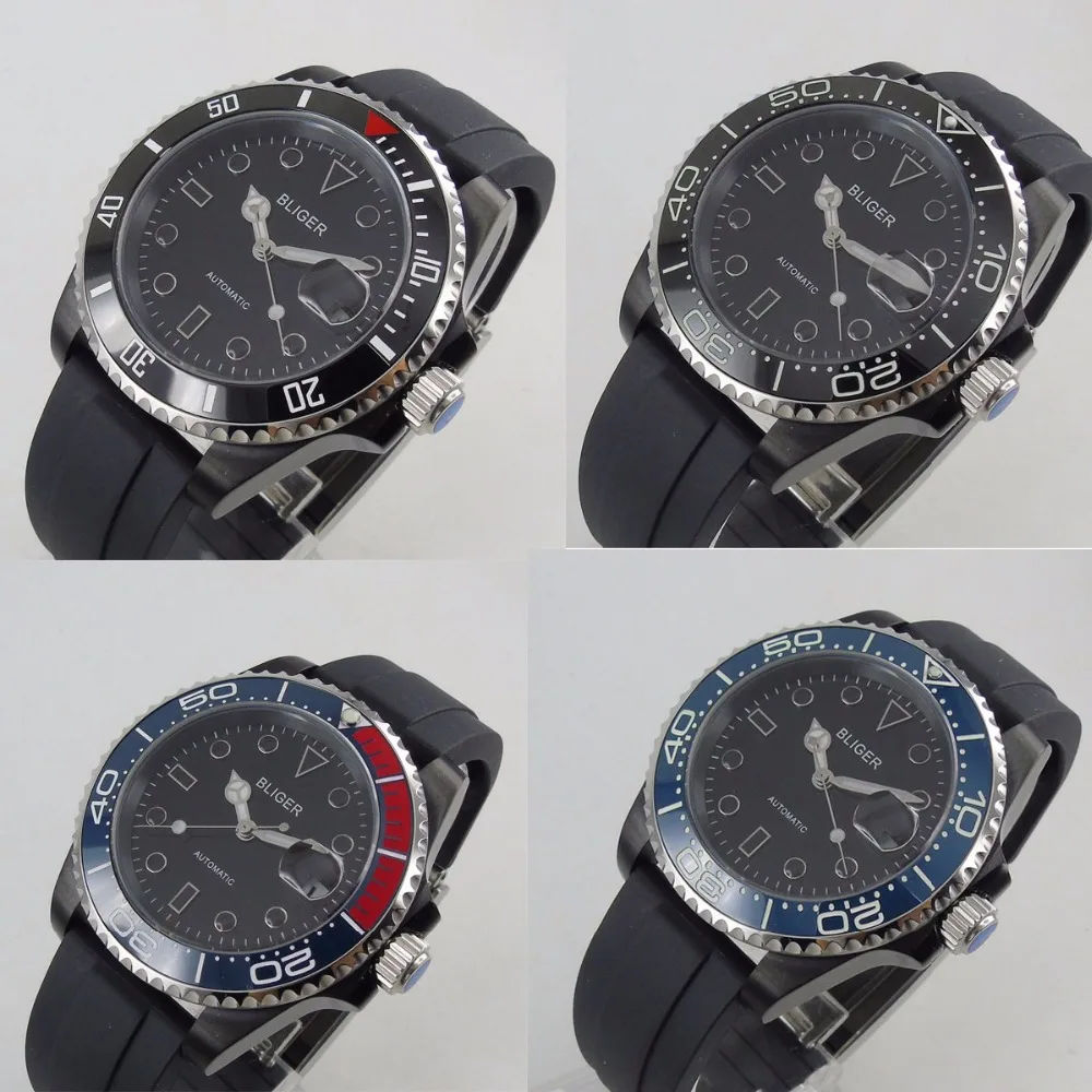 

New 4 Models 40mm PVD Coated Watch Case Automatic Movement Automatic Men's Watch Auto Date