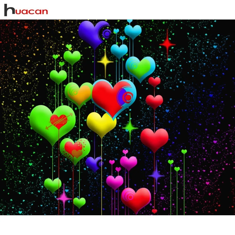 

Huacan Diamond Painting Love Full Round Drill Diamond Embroidery Cartoon Cross Stitch Mosaic Home Decor Gift Daimond Painting