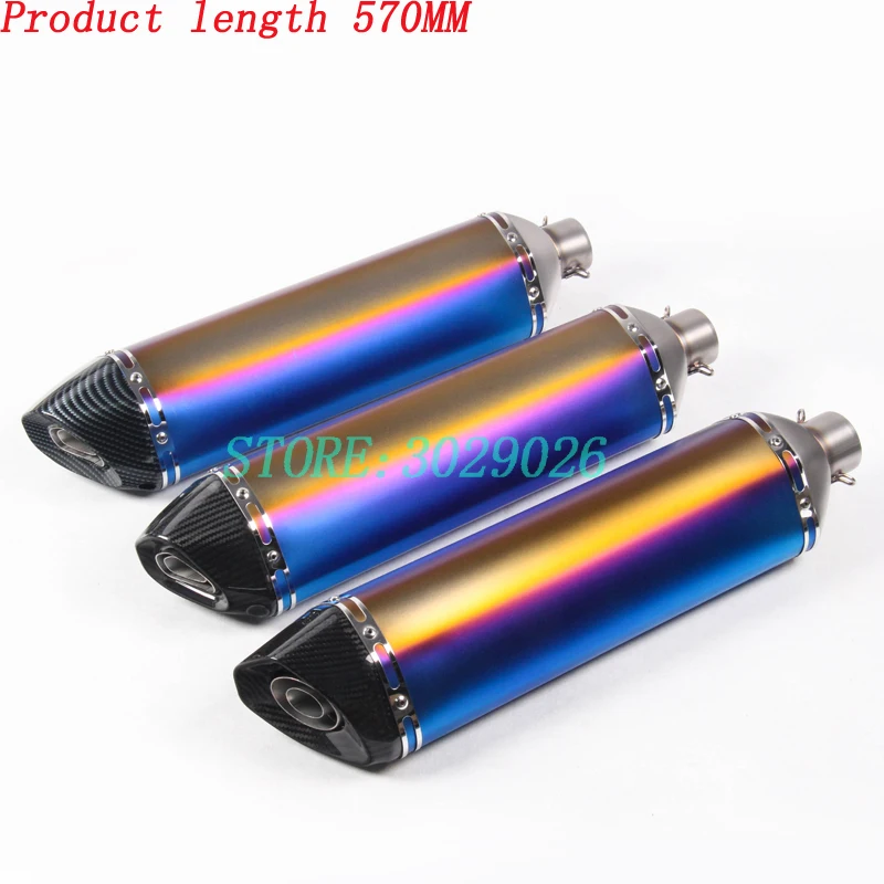 

57CM 47CM Universal Carbon Fibe Motorcycle Exhaust Pipe Muffler System Racing Escape Moto ATV Scooter KTM For nmax155 er6n FZ6