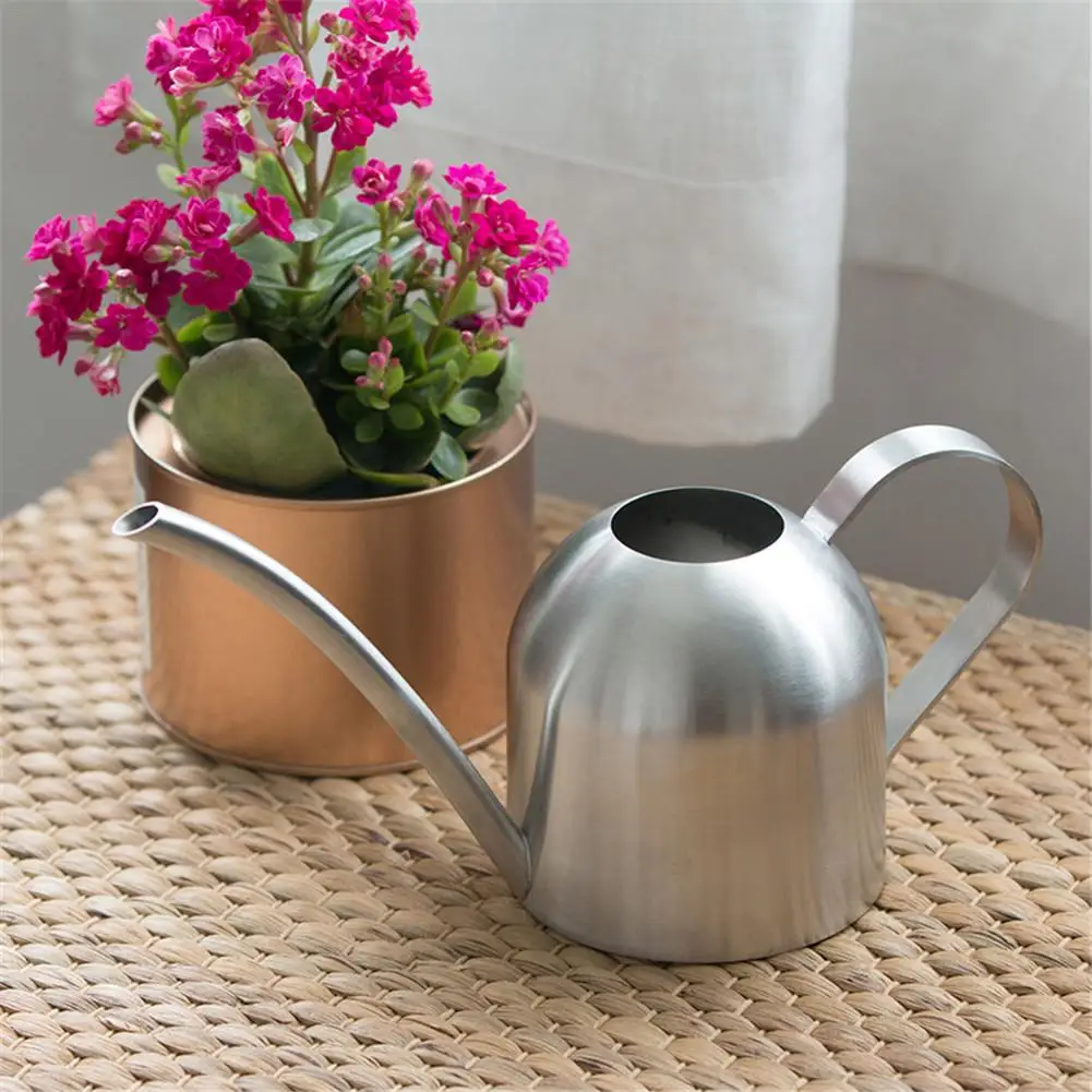 

500ML Stainless Steel Long Mouth Watering Pot Green Plant Watering Can silver Watering Kettle Small Watering Gardening Tools