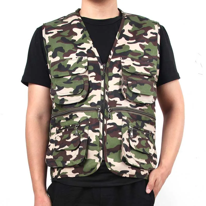  Chaleco táctico militar de camuflaje para fotógrafo, talla  grande, sin mangas, Verde ejército, L : Ropa, Zapatos y Joyería