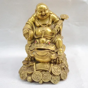 

Brass Copper statue buddha gold toad lucky feng shui decoration Bronze accessories