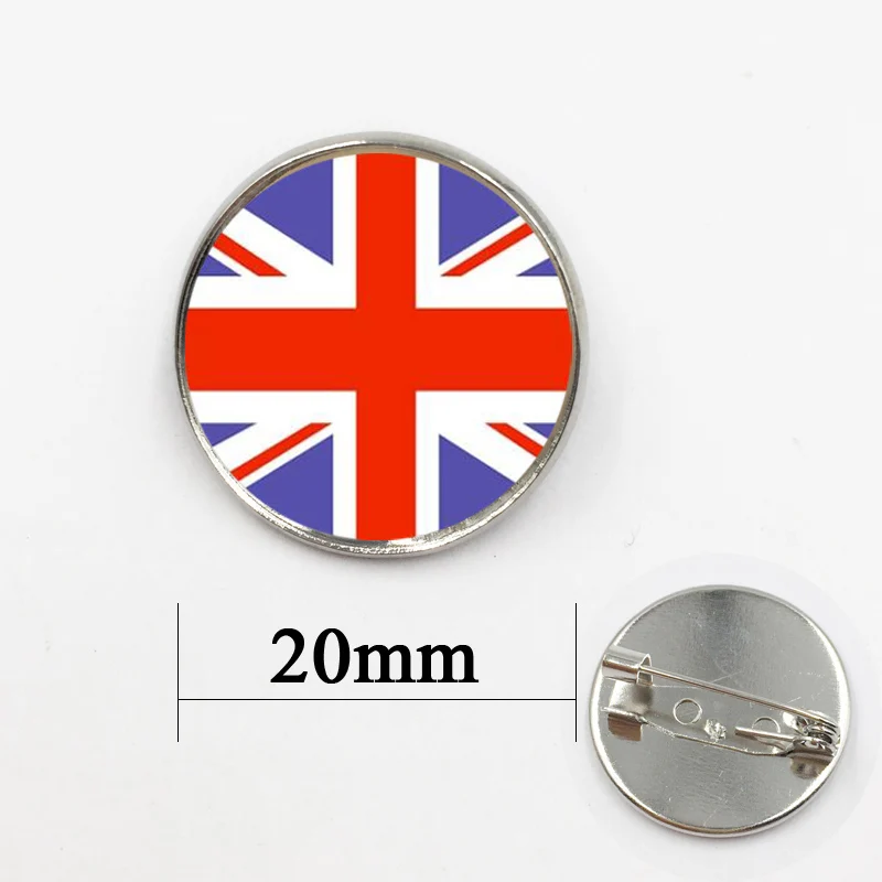 

England Badges Pattern 25MM Glass Pins Brooches Clothes Accessory Gift