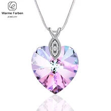 Warme Farben Кристалл от Swarovski ожерелье женское сердце аметист ювелирные изделия ожерелье с подвеской подарок для женщин