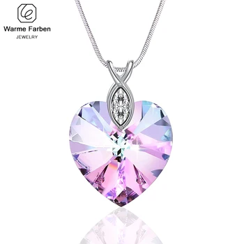 

Embellished with Crystal from Swarovski Necklace Women Heart Amethyst Fine Jewelry Pendant Necklace Collares Gift for Female
