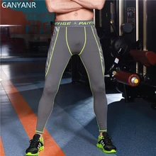 GANYANR работает колготки Для мужчин Йога Баскетбол Спортивные леггинсы Фитнес брюки сжатия тренажерный зал Спортивное Бодибилдинг бег длинные пикантные