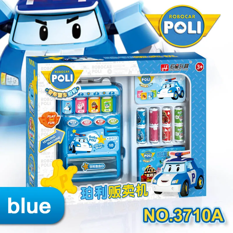 Мальчик Poli RoboCar Корея дети торговый автомат игрушка ролевые игры моделирование покупки монетками игрушки для детей подарок - Цвет: Синий