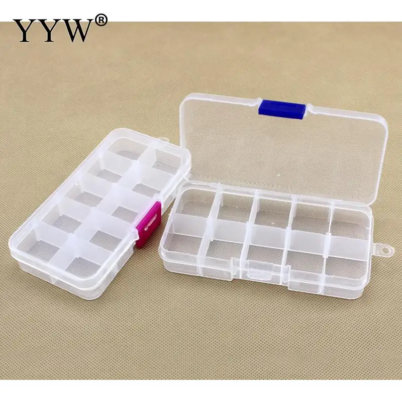 

Practical Adjustable 10 Compartment Plastic Storage Box Jewelry Earring Bead Screw Holder Case Display Organizer Container