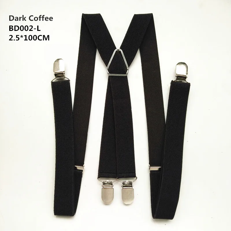 120 см длина сплошной цвет взрослые мужские подтяжки 2,5 см регулируемый эластичный ремень X-Back подтяжки для женщин рубашки остается BD002 - Цвет: dark coffee-100cm