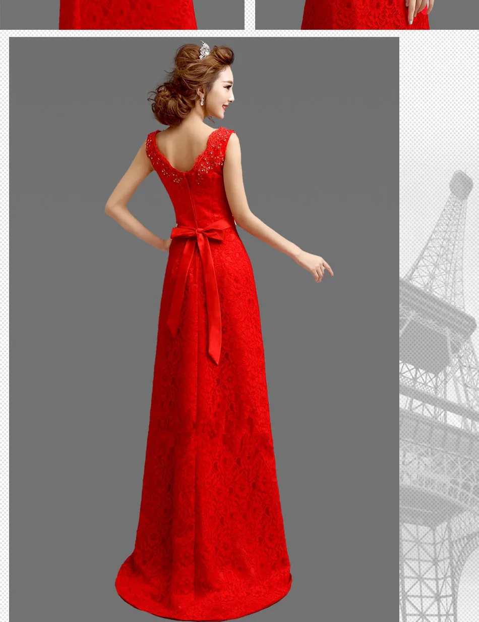 Красное Кружевное сексуальное длинное вечернее платье с хвостом MJ364 vestidos de festa robe de soiree