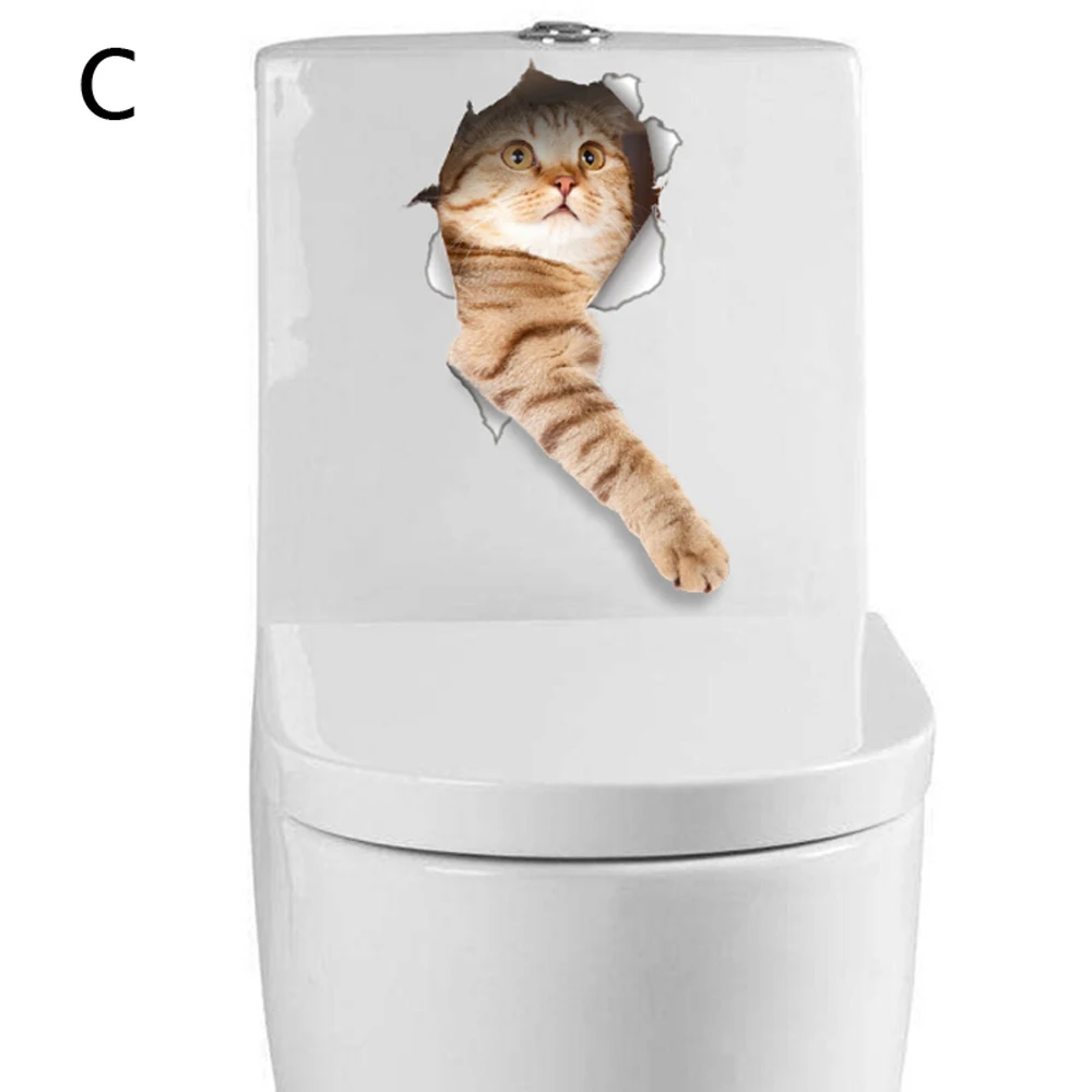 1 шт. 5 видов Горячая 3D кошки собаки декоративные обои Туалет наклейки на сиденья Яркий вид комнаты ванная комната животные художественный плакат на стену