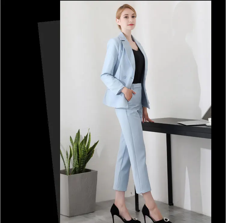Новый профессиональный Бизнес работы костюмы с 2 шт. куртки + брюки для дамы Офис блейзеры костюмы женские брюки комплекты