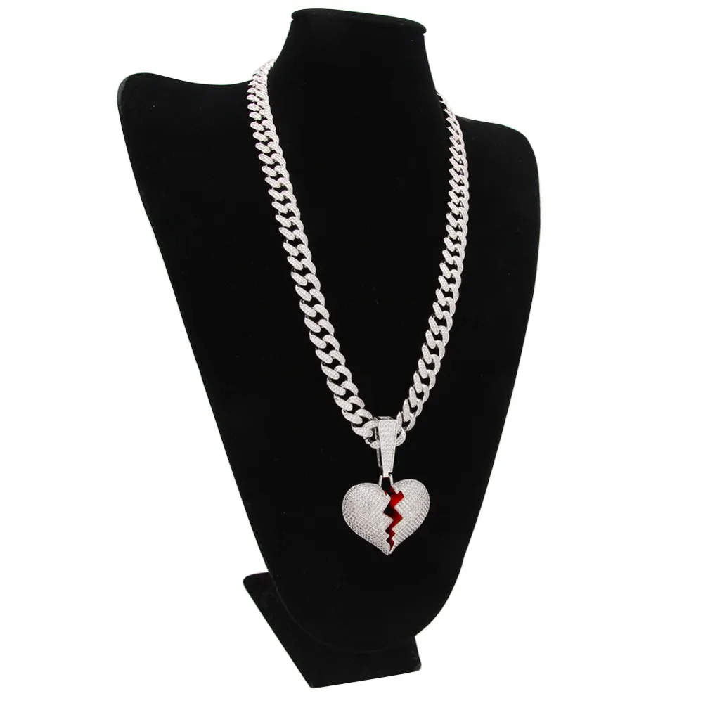 Uwin Broke Heart Pendant Necklace With 