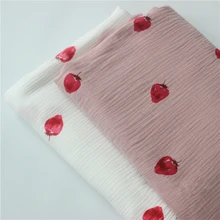 135x50 cm באיכות גבוהה רך כפול קרפ ורוד לבן תות מרקם כותנה בד, לעשות חולצה, שמלה, תחתונים, בד 160 גרם\מטר(China)