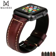 MAIKES For Apple Watch 38mm 42mm Series 4 3 2 1 Vintage Leather Watch Band For Apple Watch Strap 44mm 40mm Wrist Watch Bracelets marc saltzman apple watch for dummies