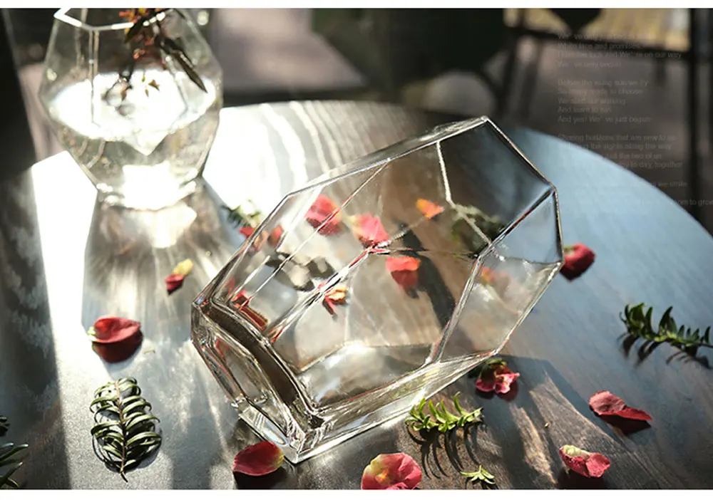 Простая Геометрическая призматическая стеклянная ваза ручной работы стеклянная ваза геометрическое украшение гостиной контейнер ваза офисный, Свадебный декор
