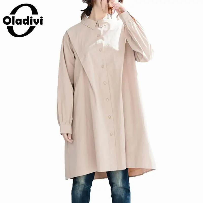 

Oladivi Plus Size Women Clothing Casual Loose Shirt Ladies Long Sleeves Blouses Female Large Big Size Top Tees Tunic Blusas 4XL