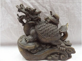 

Antique bronze Pure Copper Brass 8 " de bronce chino animales FengShui del Turtle Statue On YuanBao Coin