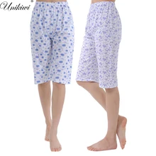 UNIKIWI. Летний сон низ хлопок Повседневное брюки Для женщин эластичный пояс свободные Цветочные Пижамные брюки Домашняя одежда Lounge.4 Цвета