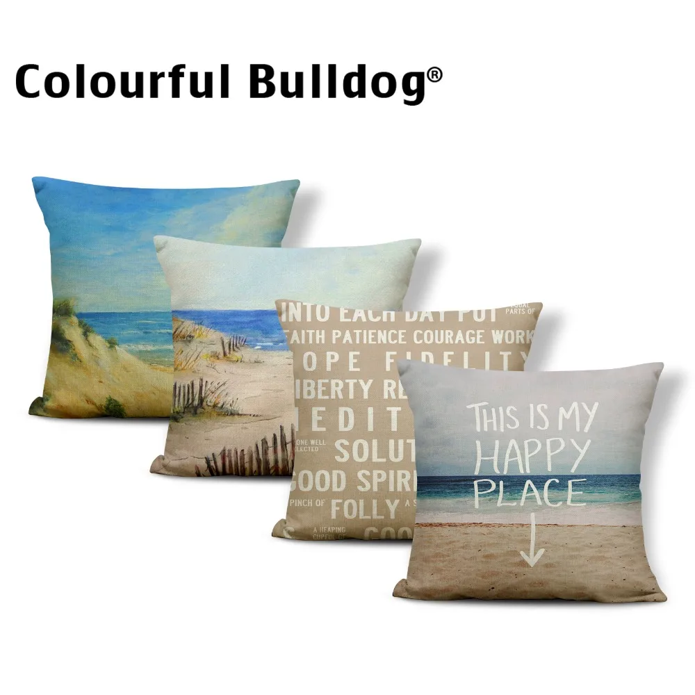 Hot Word Plant Cushion Beach Pillow Cases Blue Chinese Style Word Plant Cushion Beach Pillow Cases Blue Chinese Style Home Outdoor Decor Vacation Throw Pillows Ocean 18x18 Burlap Soft