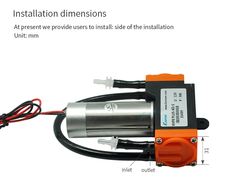 Kamoer KVP8 плюс 12/24V мини-диафрагменный вакуумный насос с щетки DC мотор используемый для передачи газа