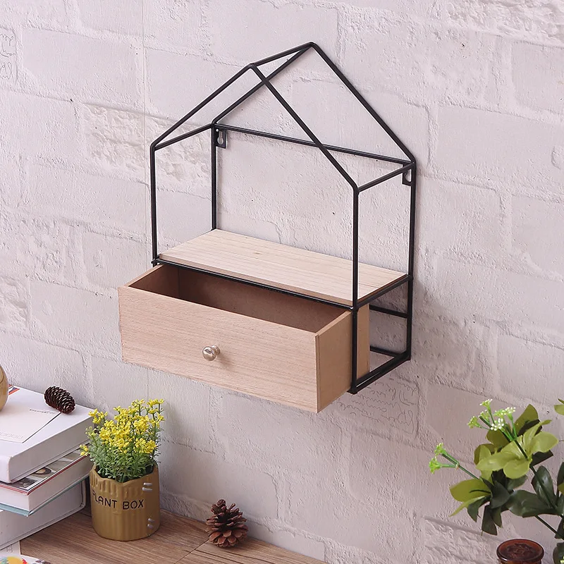 Home Decor Wood Retro Storage Racks Hanging Decor Storage Box with